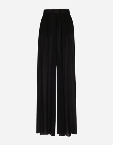 Dolce&Gabbana سروال من شيفون حريري بساق عريضة أسود FTC0WTFUAA1