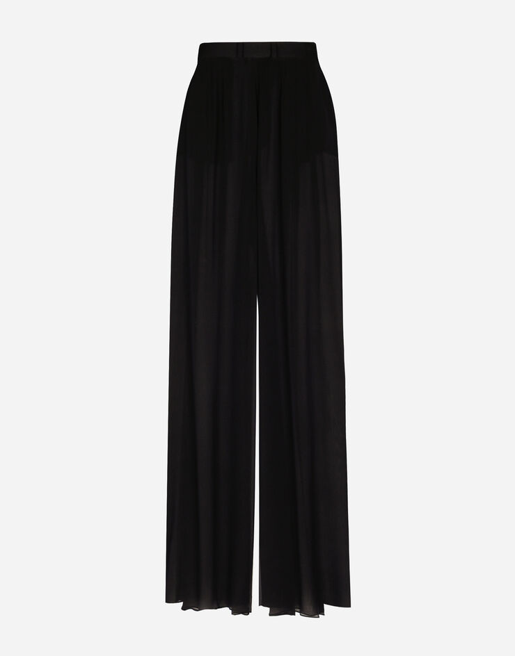 Dolce&Gabbana Silk chiffon wide-leg pants Black FTC0WTFUAA1