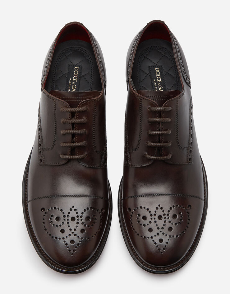Dolce & Gabbana Full brogue derby in michelangelo calfskin BRAUN/ROT A10553AX129