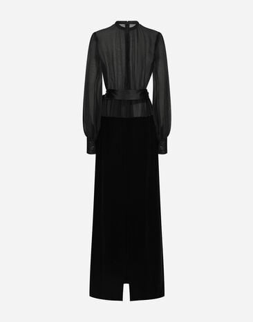 Dolce & Gabbana Robe longue en organza et velours Noir F6JNBTGDCPA