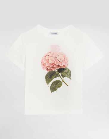 Dolce & Gabbana Jersey t-shirt with print and DG logo White L5JTNKG7P1G