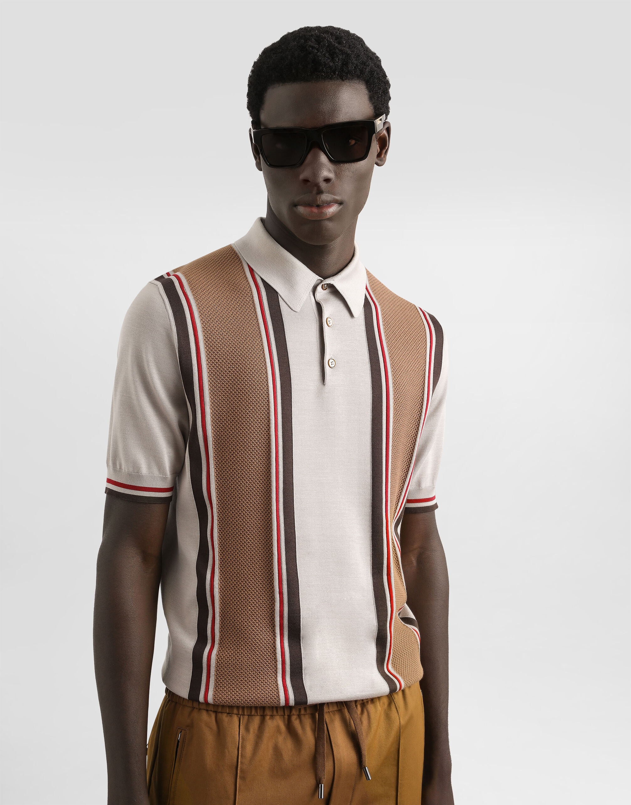 Satin silk polo shirt in Multicolor for Men | Dolce&Gabbana® US