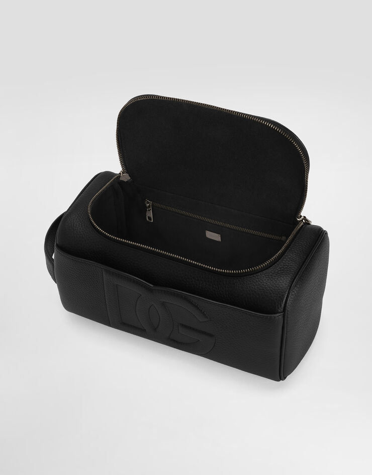 Dolce & Gabbana Neceser en piel de becerro con estampado de ciervo Negro BT3338AT489