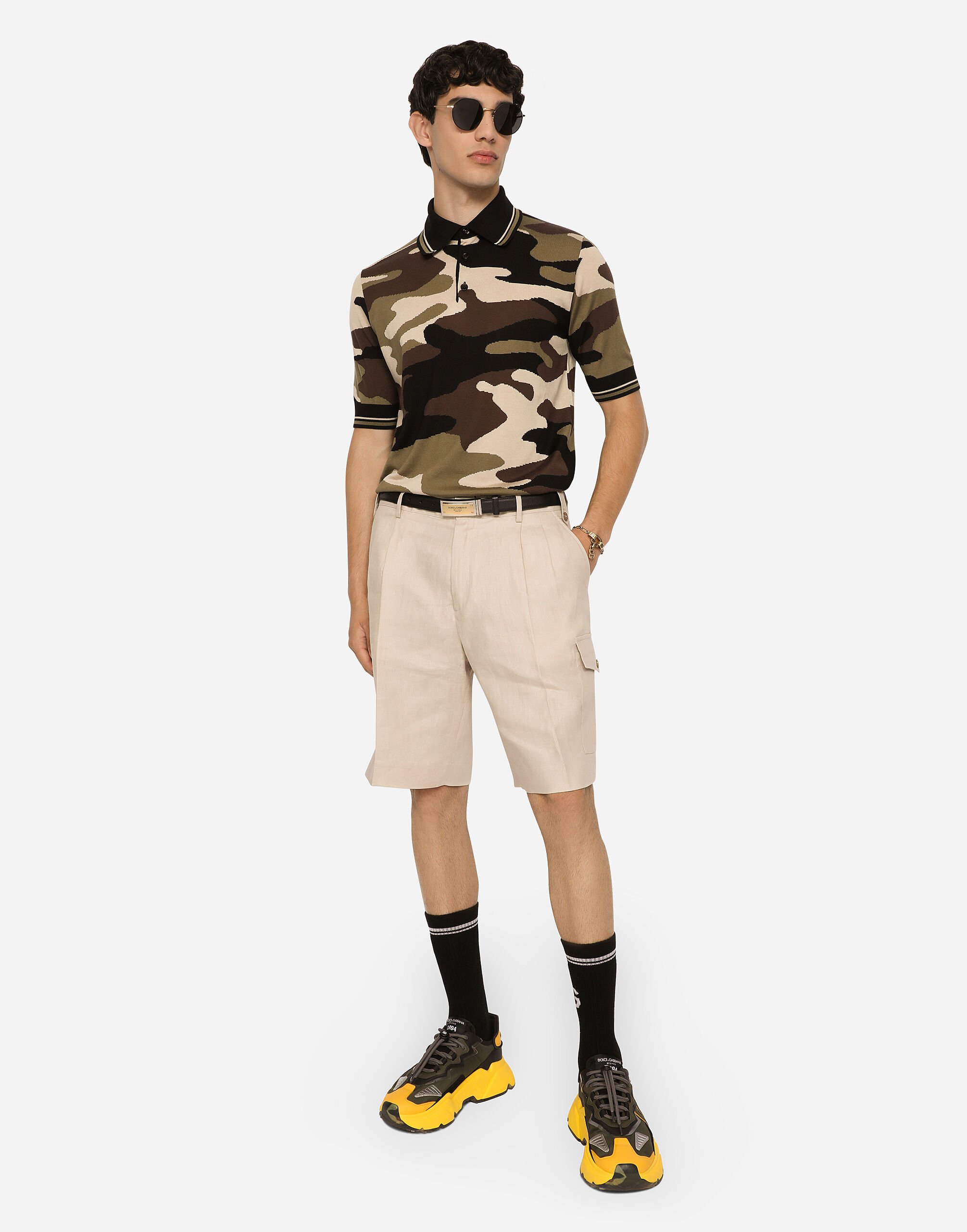 Bermuda cargo shorts in linen in Beige for Men Dolce Gabbana