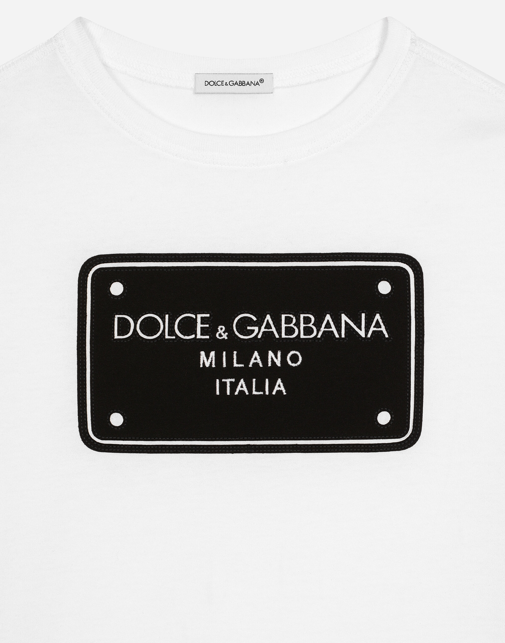 Jersey T-shirt with logo tag in White for Boys