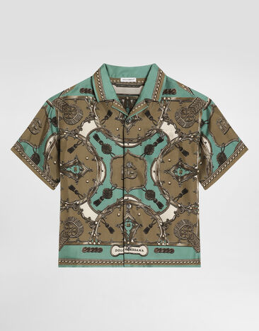 Dolce & Gabbana Cargo-print washed silk twill shirt Multicolor L44S81HI12C