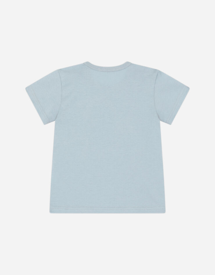 Dolce & Gabbana Camiseta de punto con placa con logotipo  Azul Claro L1JT7TG7OLK
