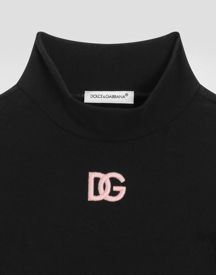 Dolce & Gabbana Interlock turtleneck with DG logo embroidery Black L5JTLEG7N9L