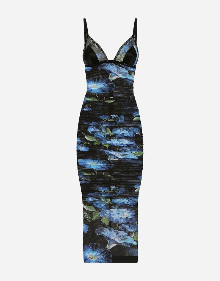 Dolce & Gabbana Tulle slip dress with bluebell print Print F6DFITFSUBB