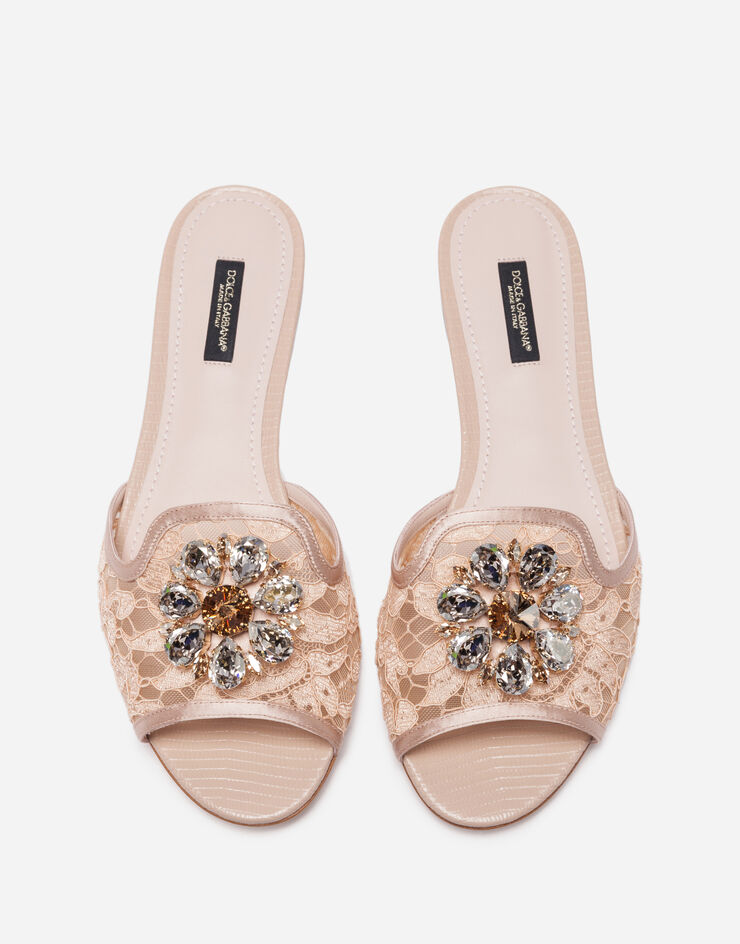 Dolce & Gabbana SLIPPERS IN LACE WITH CRYSTALS ピンク CQ0023AG667