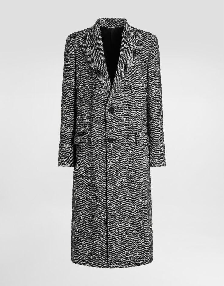 Dolce & Gabbana Double-breasted herringbone wool blend coat Multicolor G052WTFCMC6