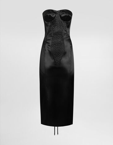 Dolce & Gabbana Strapless satin dress with corset details Print F6IAPTFSUBV