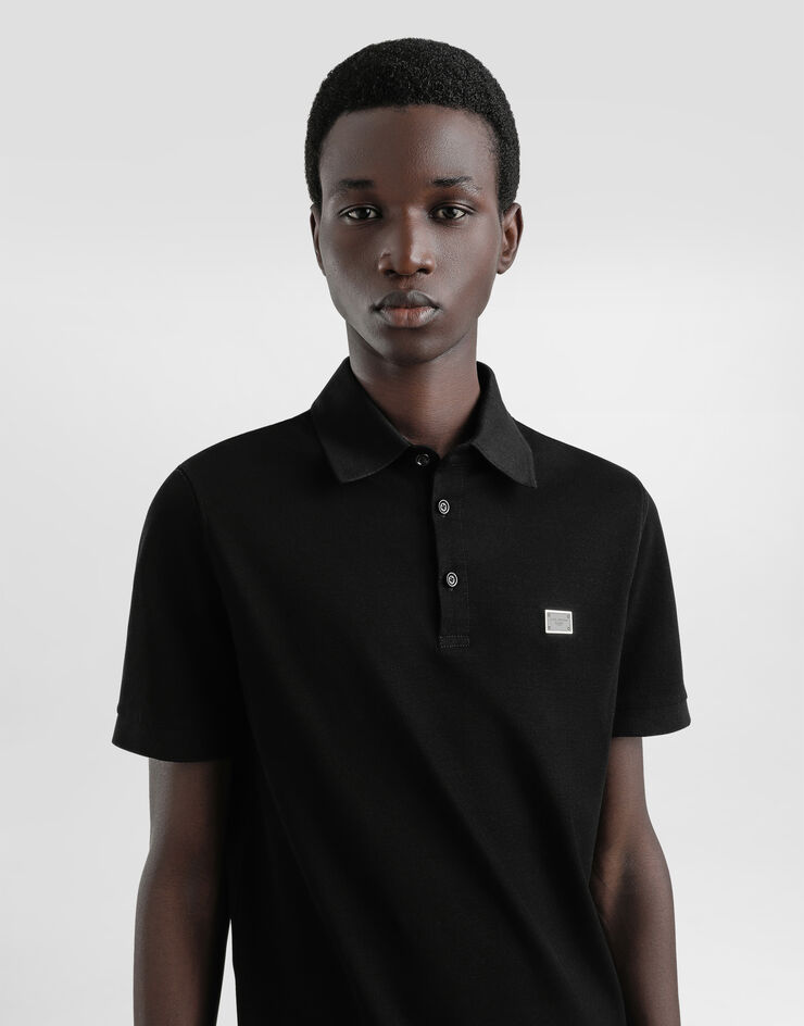 Dolce & Gabbana 标牌棉质 Polo 衫 黑 G8SN1TFU7EN