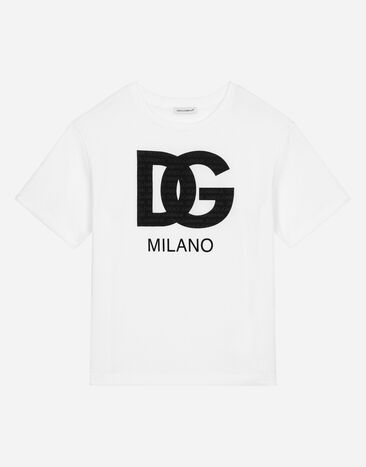 Dolce & Gabbana T-Shirt aus Jersey DG-Logoprint Weiss L4JTEYG7L4M