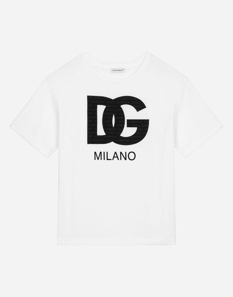 Dolce & Gabbana Jersey T-shirt with DG logo print Weiss L4JTEYG7L4M