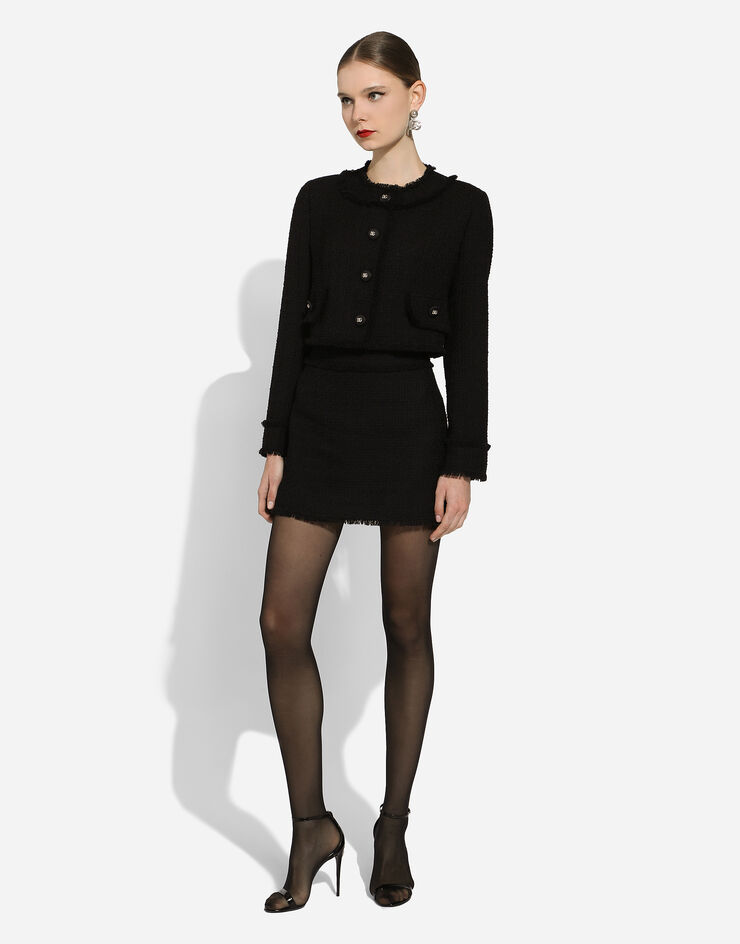 Dolce & Gabbana Short raschel tweed jacket Black F26X8TFMMHN