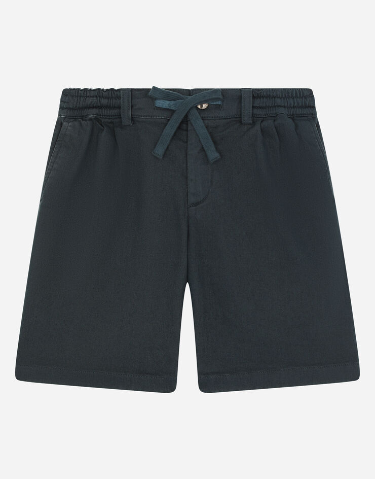 Dolce & Gabbana Garment-dyed drill shorts with drawstring Blu L42Q95LY051