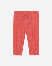 Dolce & Gabbana Cable-knit pants with DG logo patch Multicolor L22DX8G7BND