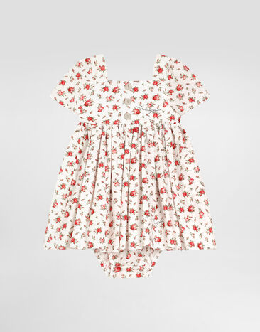 Dolce & Gabbana Small rose-print poplin dress Multicolor L24DG6HS5UB