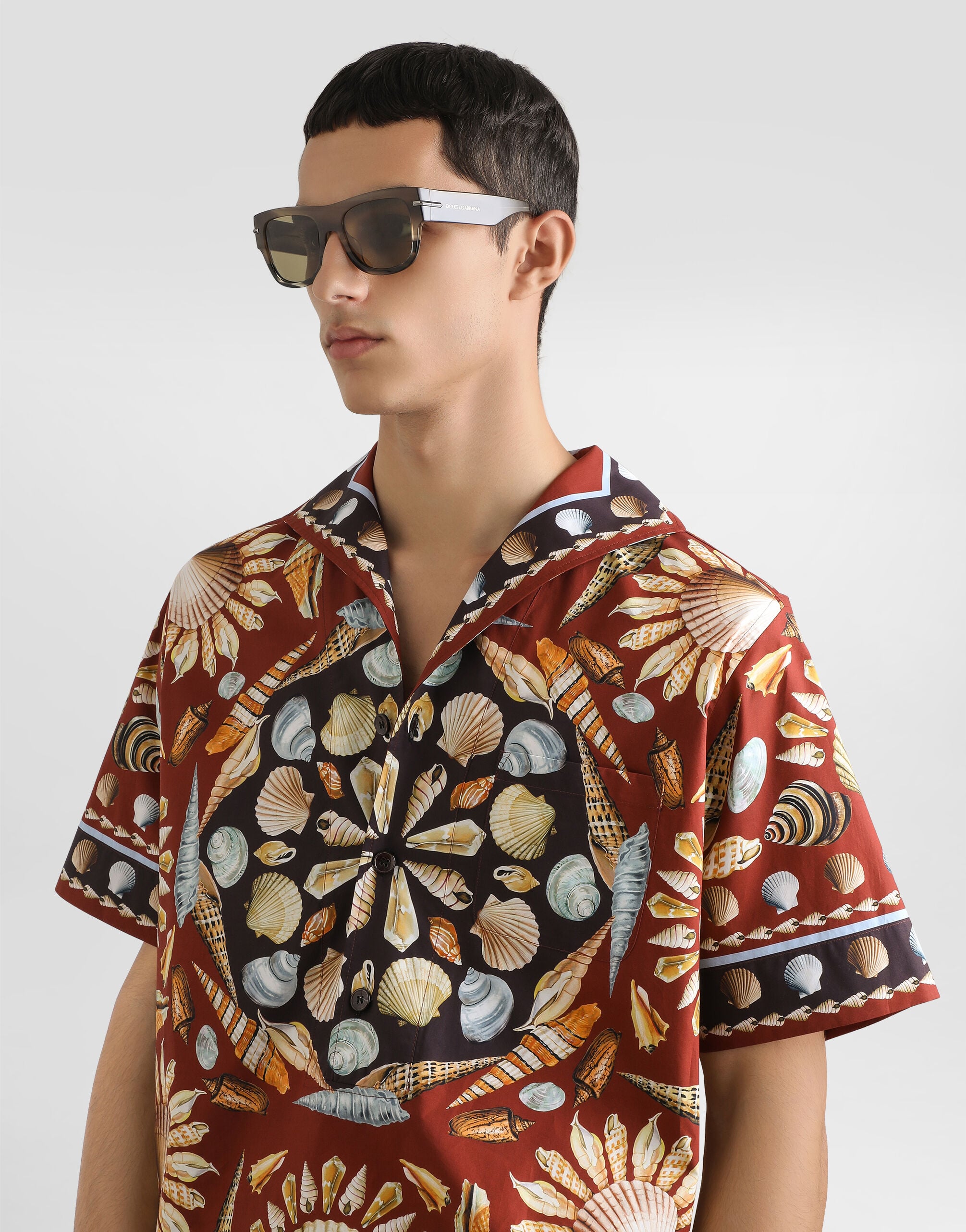 Printe popeline oversized shirt in Multicolor for Men