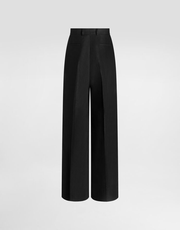 Dolce & Gabbana Einreihiger Anzug aus Leinen-Canvas Black GK04ITFU4MC