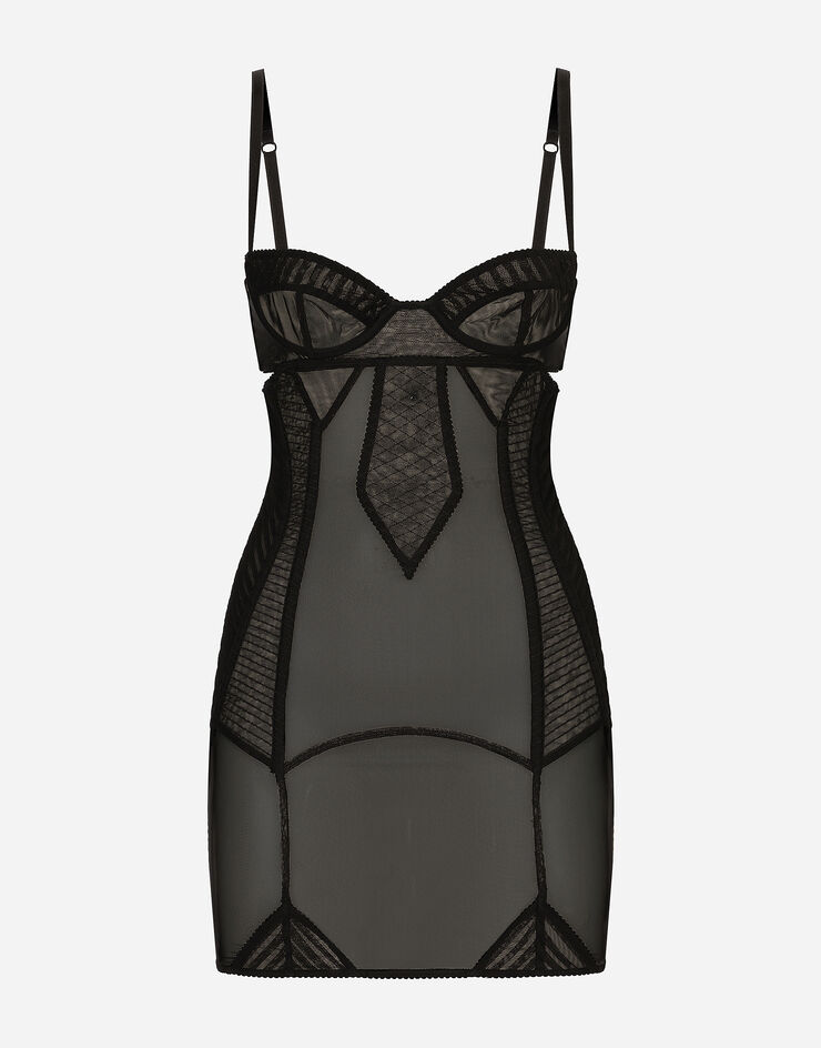 Dolce & Gabbana Mini-robe en tulle avec détails style corset Noir F6JAZTFLRDA