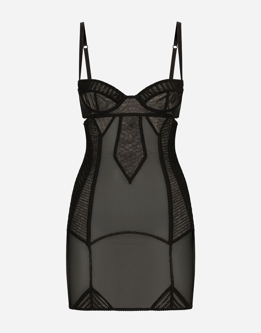 Tulle minidress with corset details