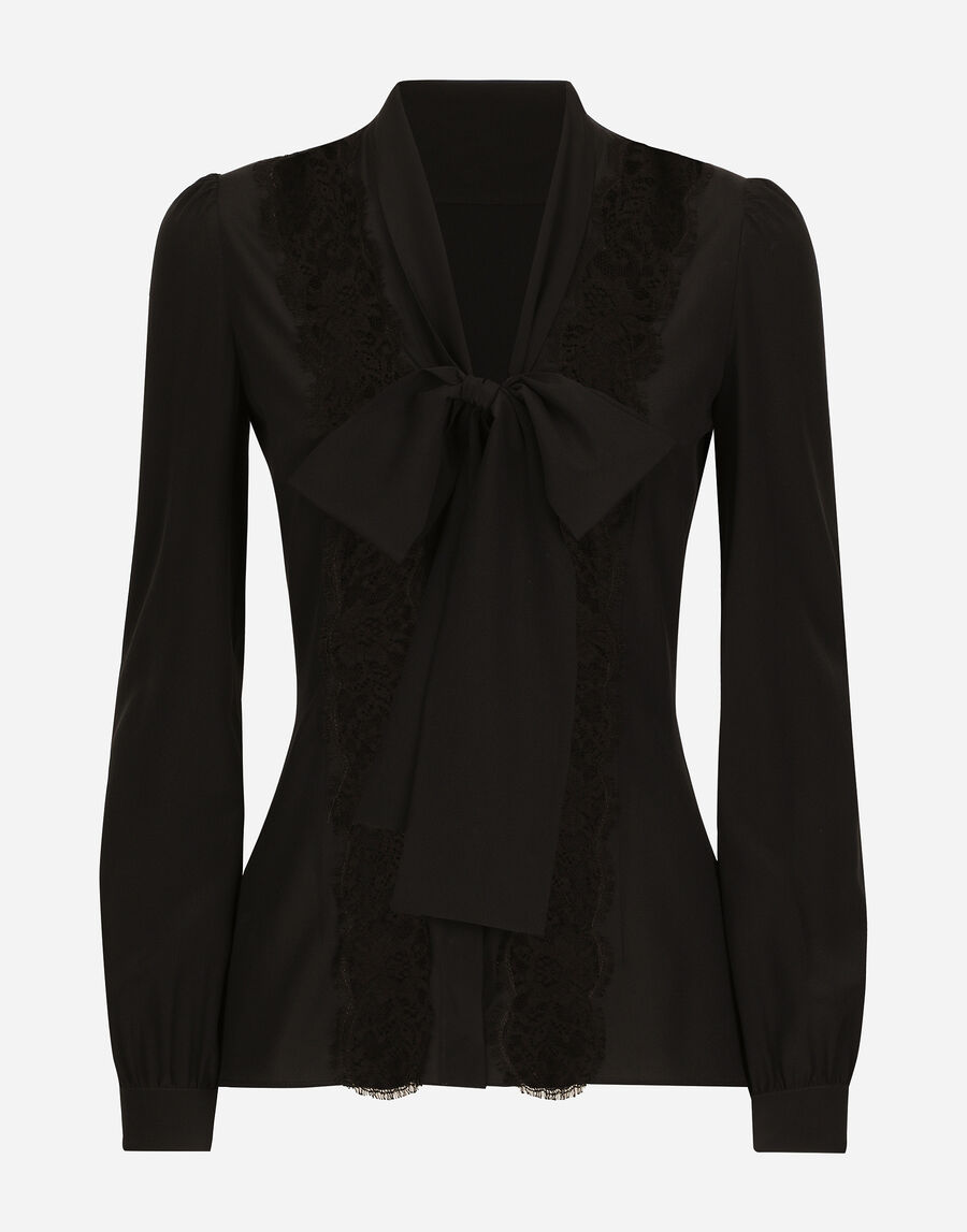 Silk shirt with lace inlay