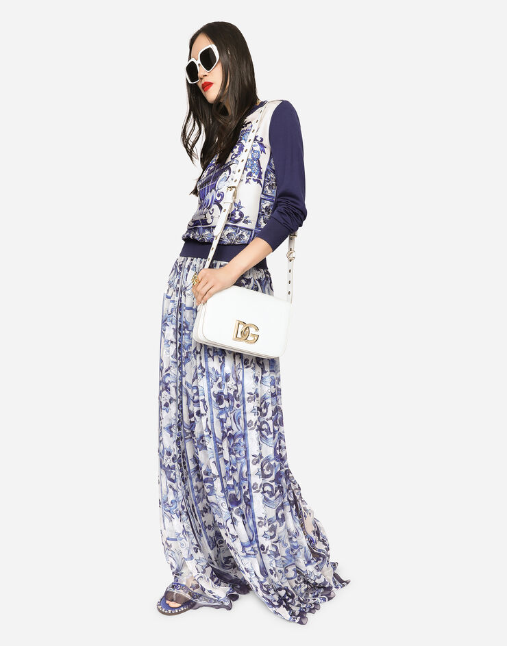 Dolce&Gabbana Long majolica-print chiffon skirt Multicolor F4CHKTHI1BT
