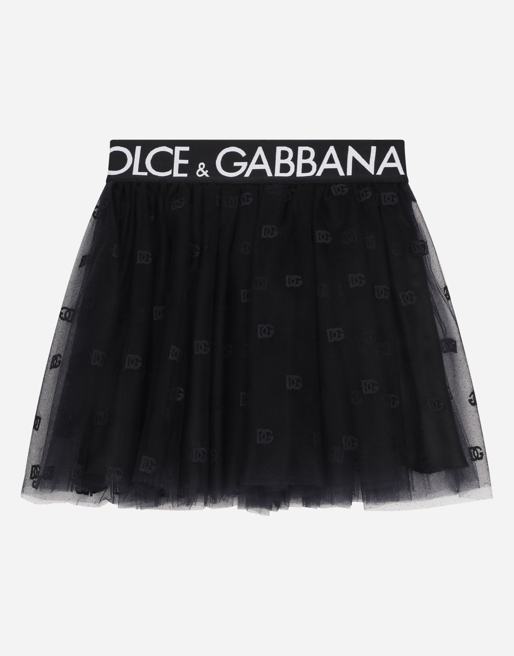 DOLCE&GABBANチュールスカート ブルーのガールズ Multi-layered tulle miniskirt with branded