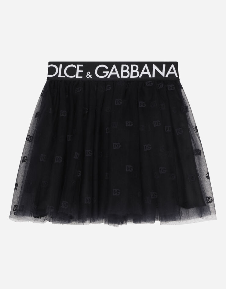 Multi-layered tulle miniskirt with branded elastic in Blue for |  Dolce&Gabbana® US