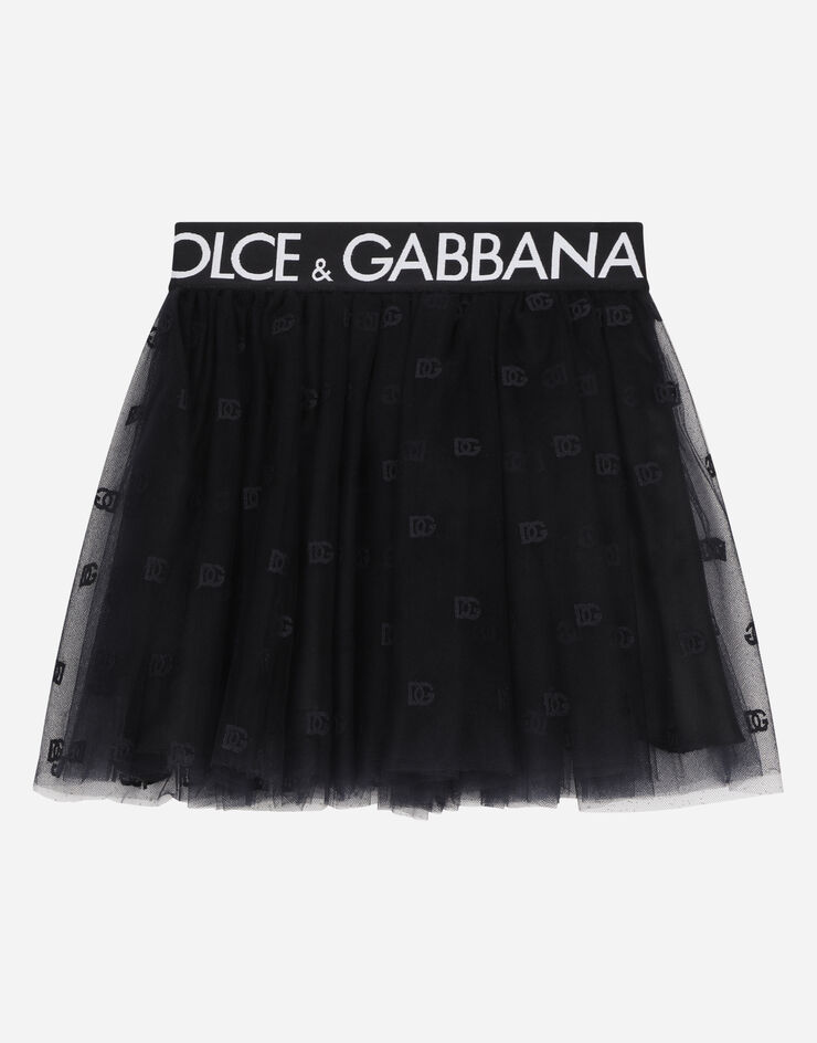 DolceGabbanaSpa Multi-layered tulle miniskirt with branded elastic Blue L54I61HLM8T