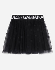 Dolce & Gabbana Multi-layered tulle miniskirt with branded elastic Blue G9ASWTHUMTI