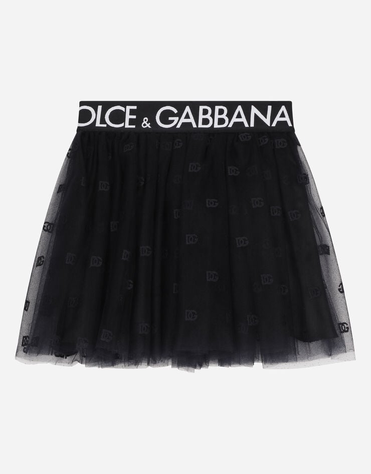 DolceGabbanaSpa Multi-layered tulle miniskirt with branded elastic Blue L54I61HLM8T
