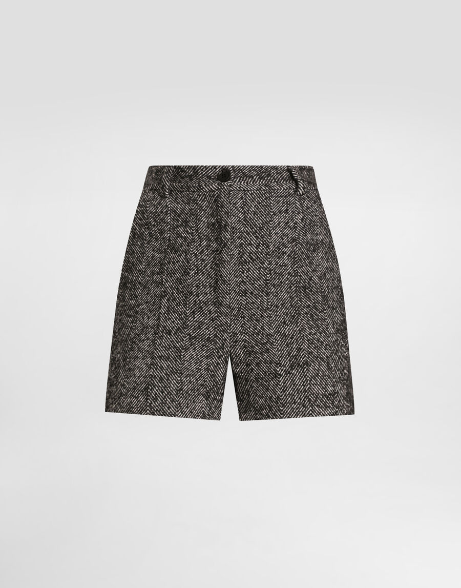 Wool blend chevron shorts