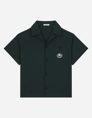 Dolce & Gabbana Poplin shirt with DG logo Green L43S74G7N1O