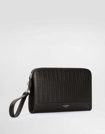 Dolce & Gabbana Atene plongé calfskin clutch bag Black BM2528AN419