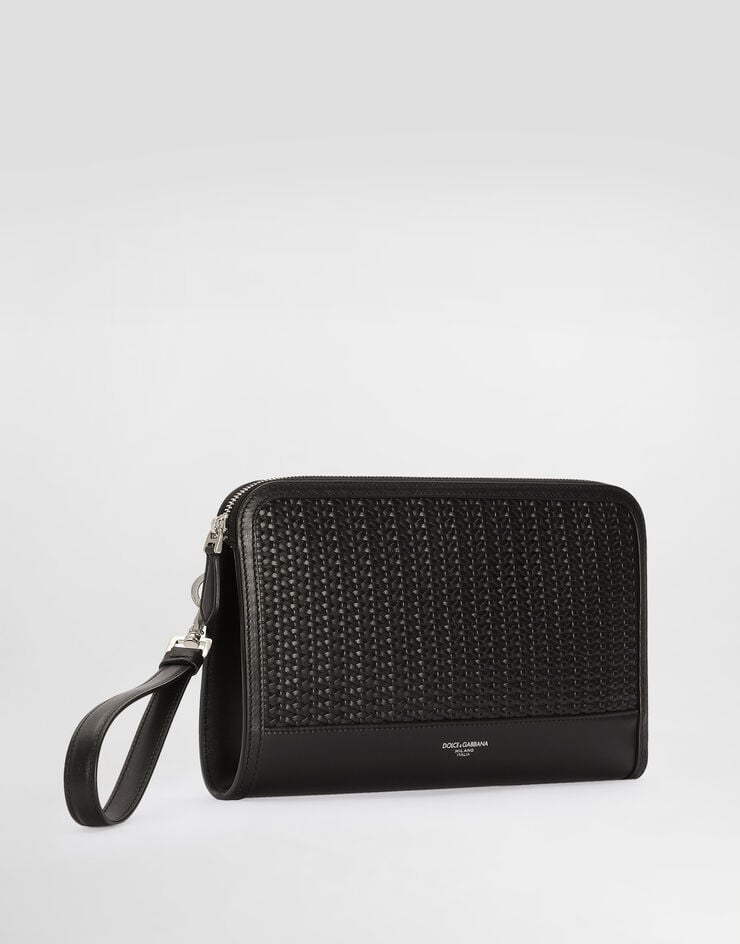 Dolce & Gabbana Atene plongé calfskin clutch bag Black BM2528AN419