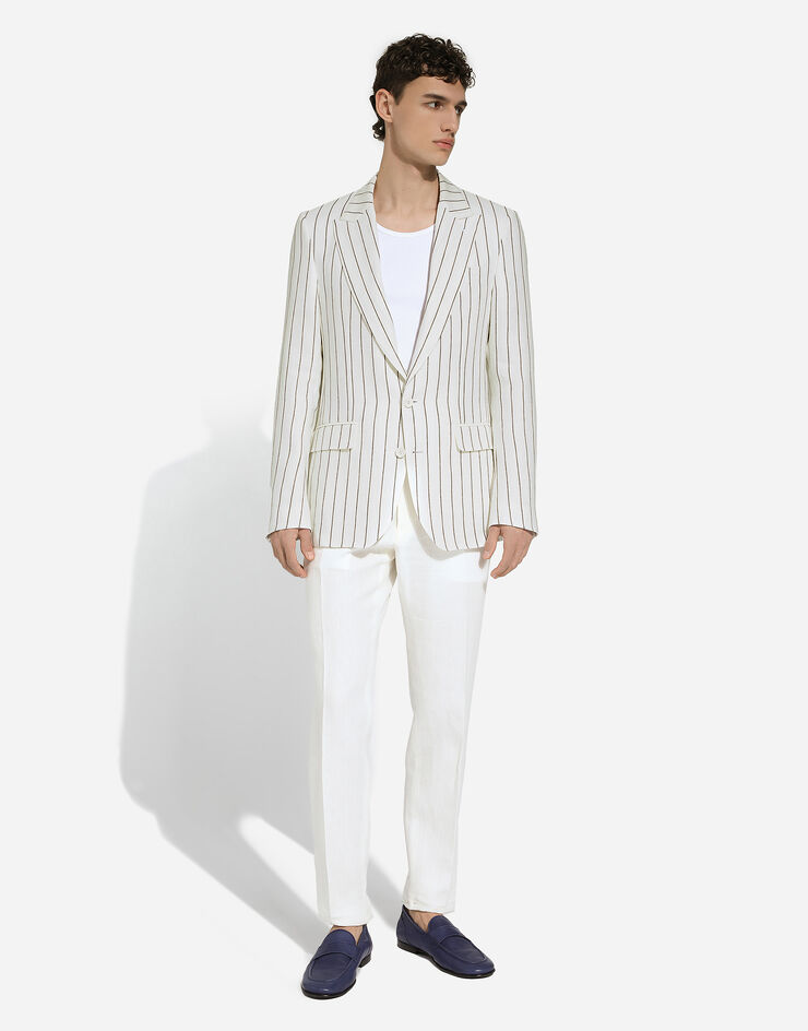 Dolce & Gabbana Однобортный льняной пиджак Sicilia белый G2QS6TFR4A4