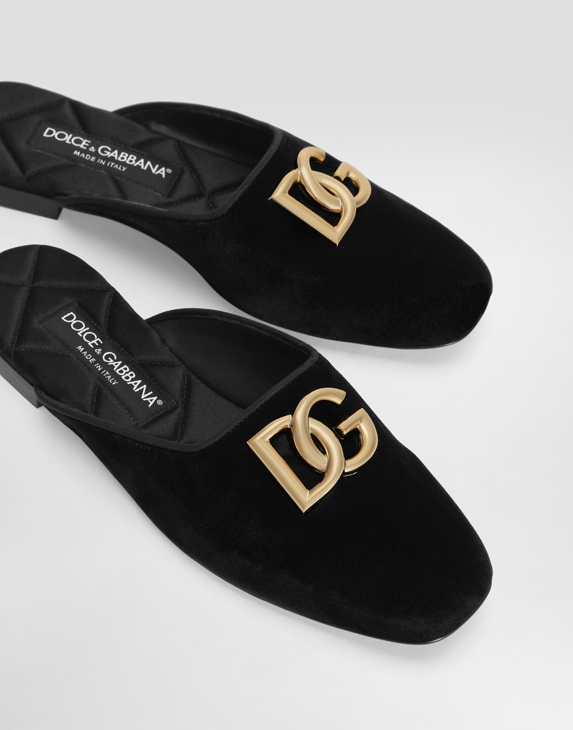 Velvet mules in Black for Women | Dolce&Gabbana®