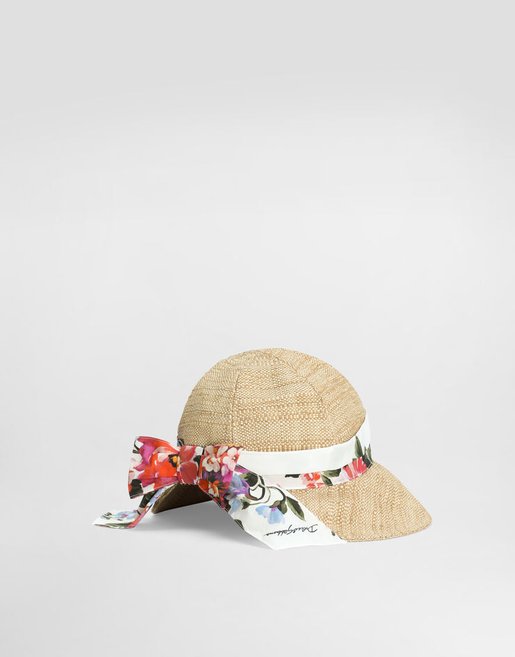 Dolce & Gabbana Шляпа из рафии с лентой в цветочном принте Multicolor LB5H67G7PWE