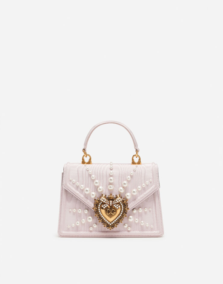 Dolce & Gabbana Small moiré Devotion bag with pearl embroidery PUDER BB6711AJ672