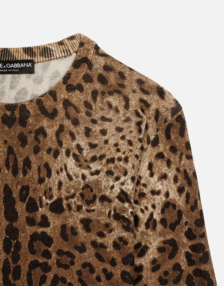 Dolce & Gabbana Maglia in cashmere stampa leopardo Multicolore FX459TJAHGB