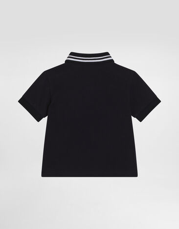 Dolce & Gabbana Piqué polo-shirt with DG logo Blue L1JTING7O0B