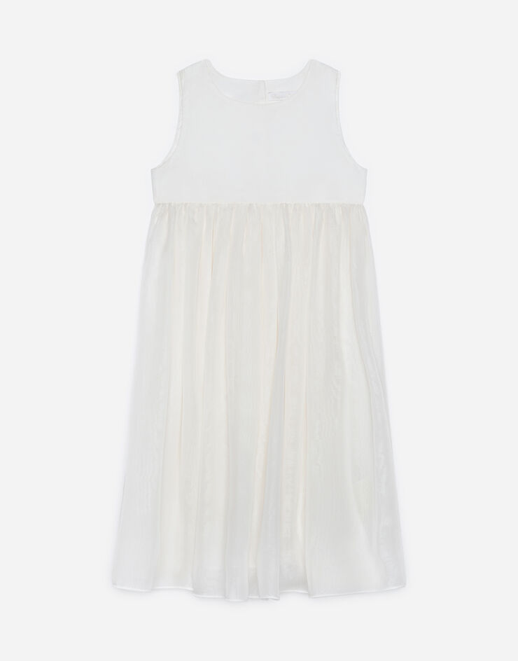 Dolce & Gabbana Vestido de chifón de seda y encaje Blanco L0EGC8FU1AT