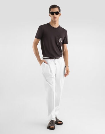Dolce & Gabbana Cotton t-shirt with embroidery Brown G8RA2ZG7PZE