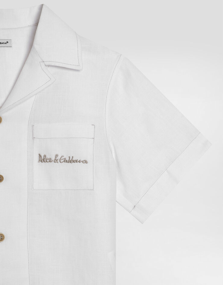 Dolce & Gabbana Dolce&Gabbana 로고 논스트레치 리넨 셔츠 화이트 L44S24FU4LH