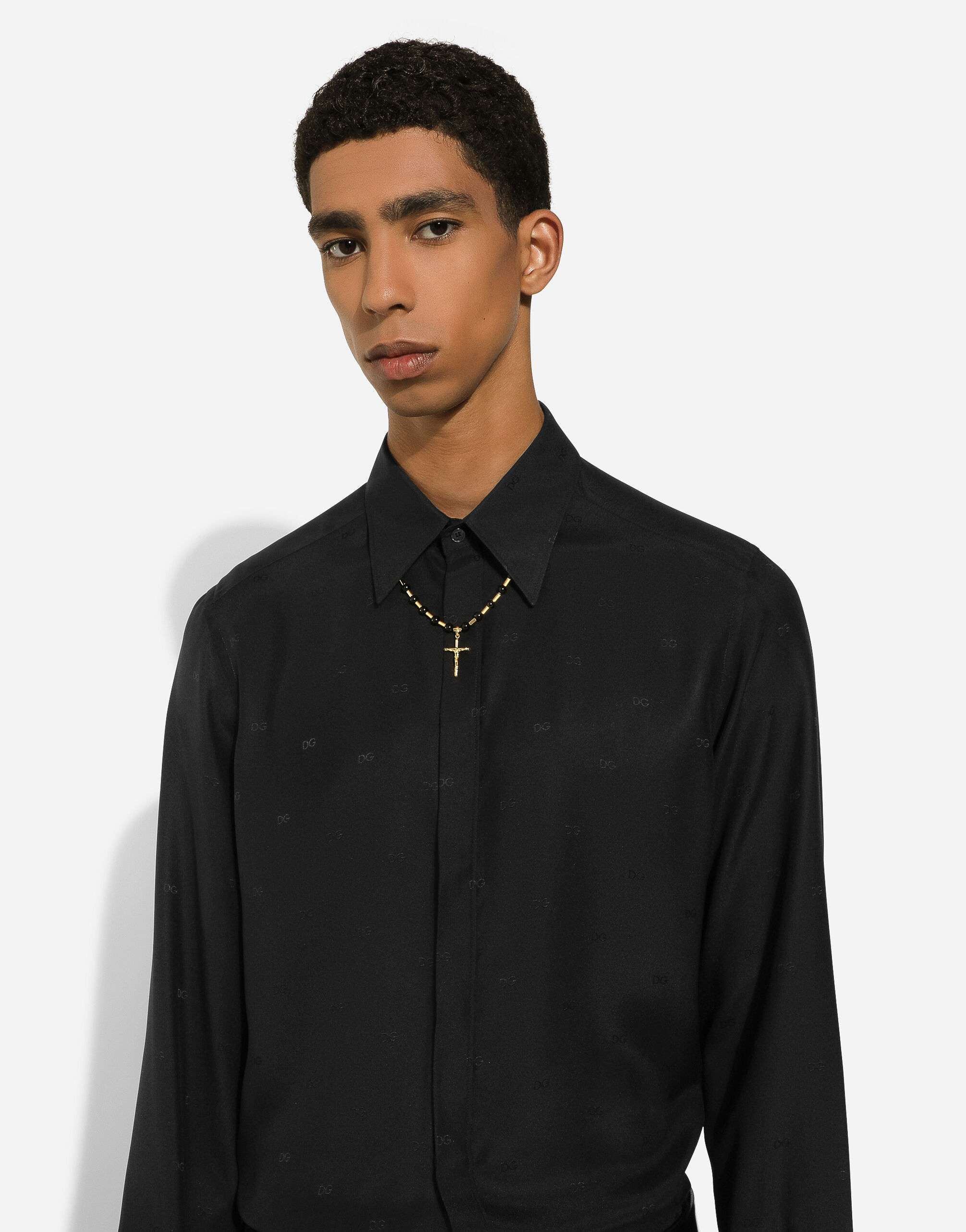 DOLCE & GABBANA DGハトイヤリンク WEQ6L3W1111 ZOO00ORO Brooch with branches, leaves and DG logo in Gold for Men