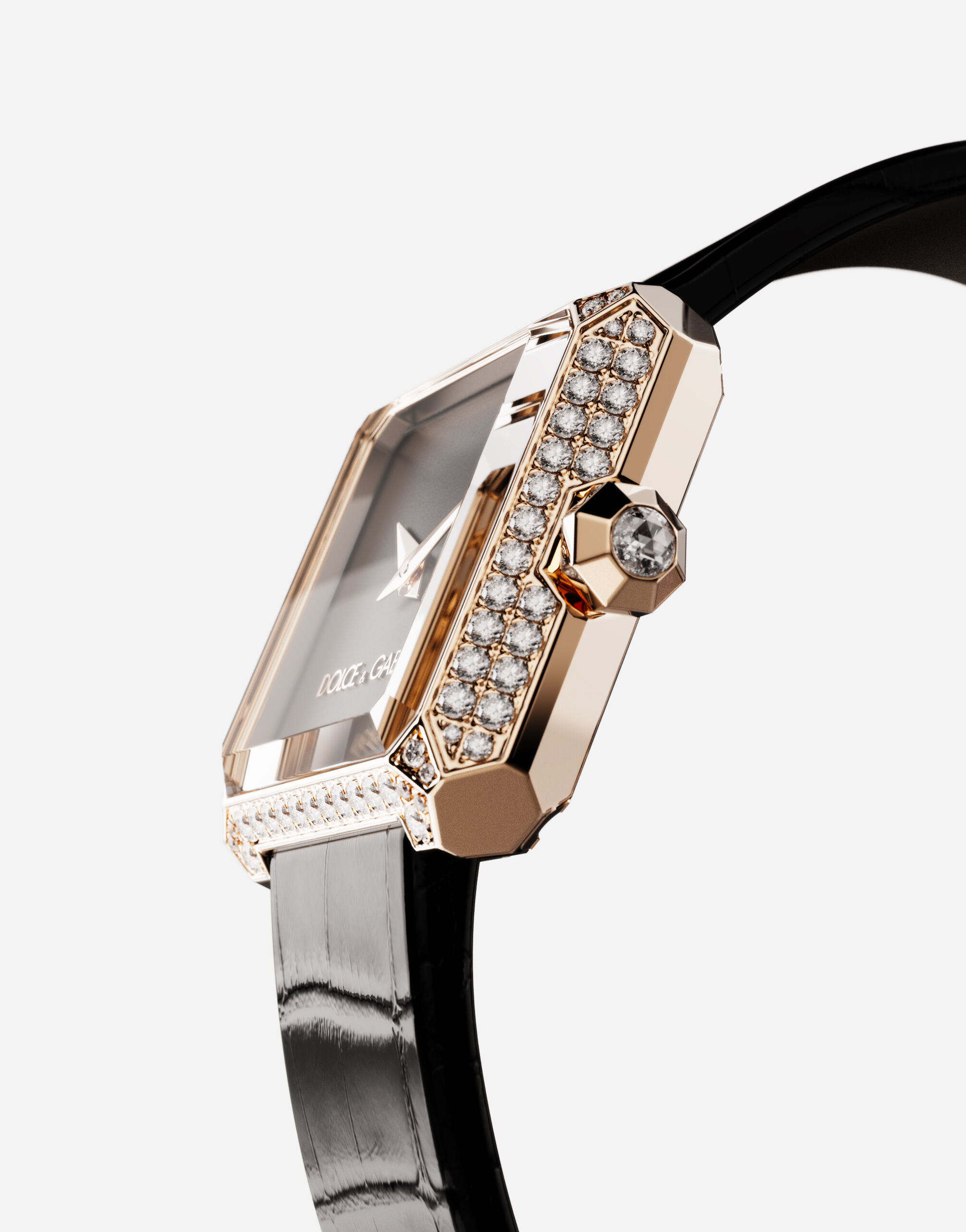 Gold watch with diamonds in Black for Women Dolce Gabbana