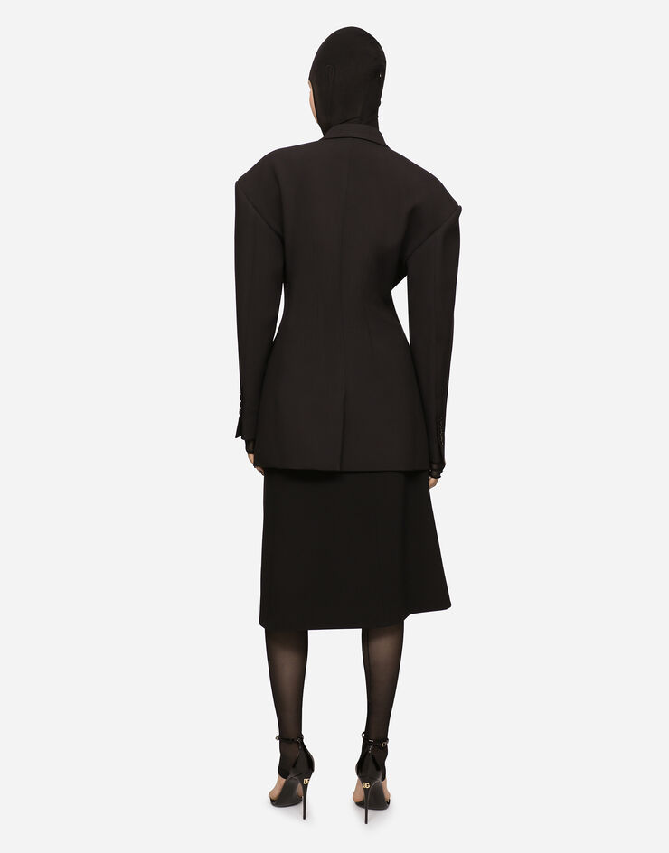 Dolce & Gabbana Double-breasted technical crepe jacket Black F29RLTFUM07